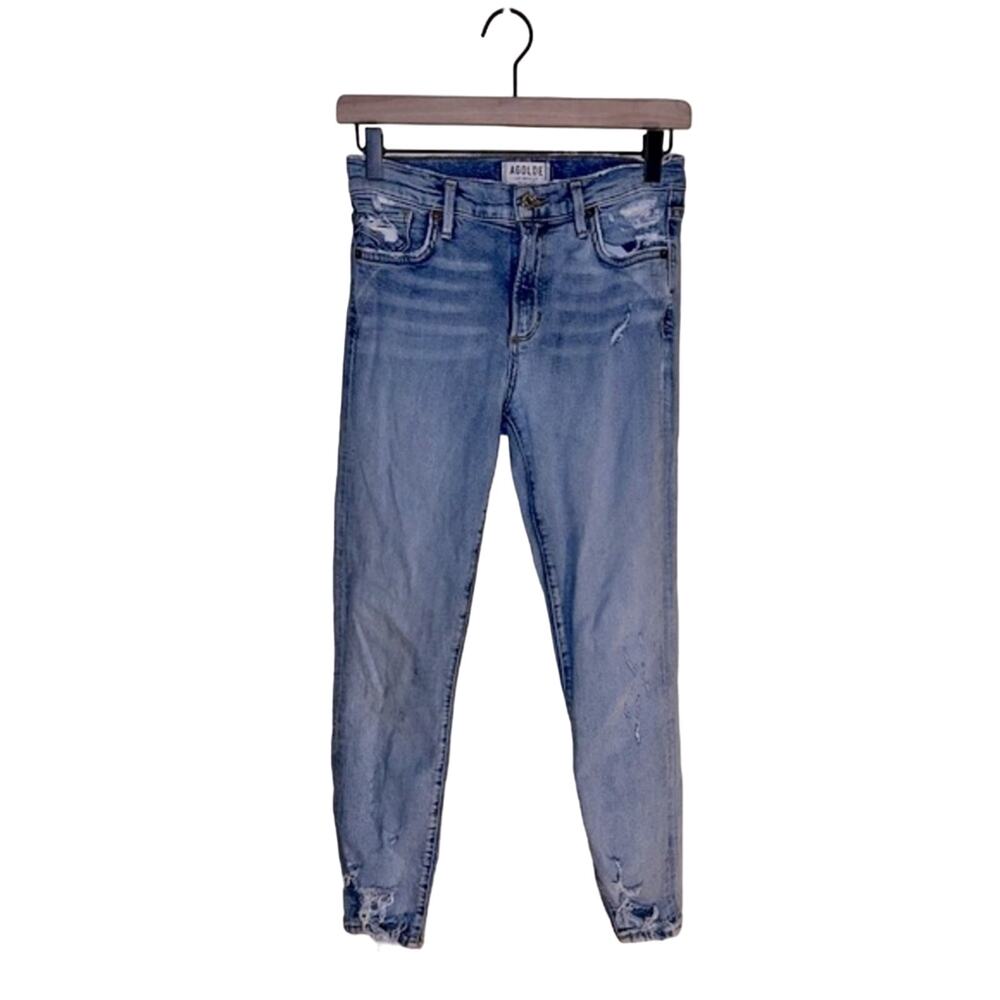 AGOLDE Sophie distressed light wash skinny jeans 25